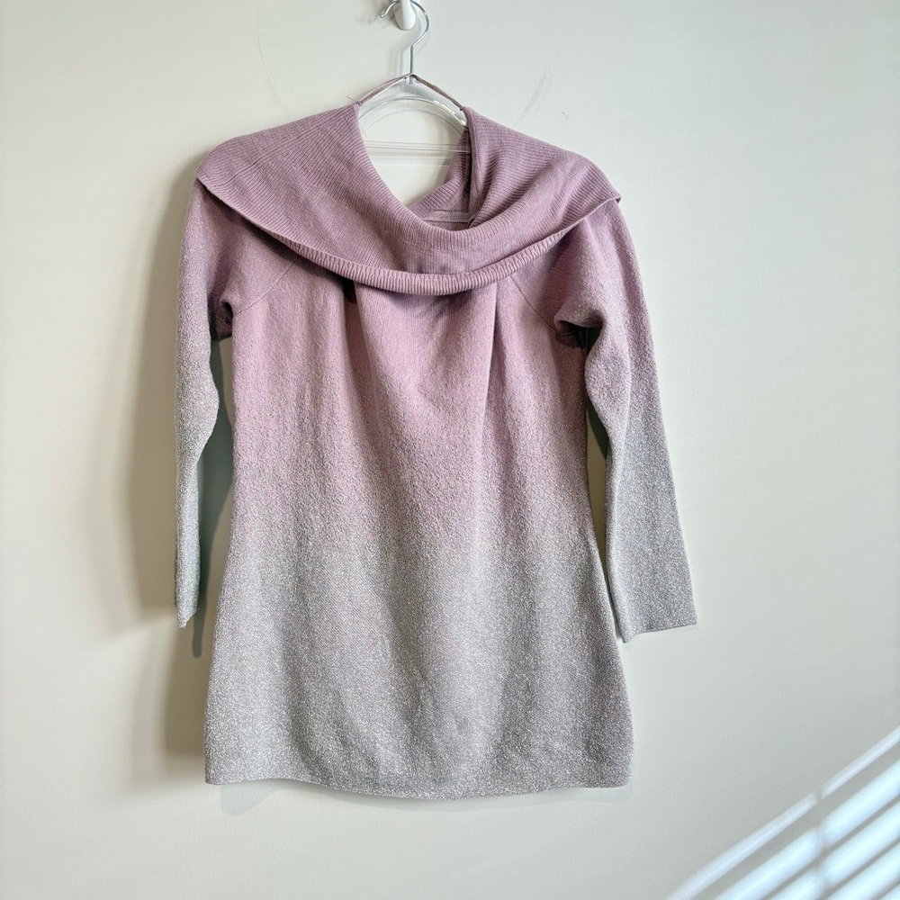 Soho NY&CO Jeans metallicโ 3/4 sleeve cowl off shoulder sweater purple silver M